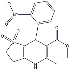 2,3,4,7-Tetrahydro-5-methyl-6-methoxycarbonyl-7-(2-nitrophenyl)thieno[3,2-b]pyridine 1,1-dioxide 结构式