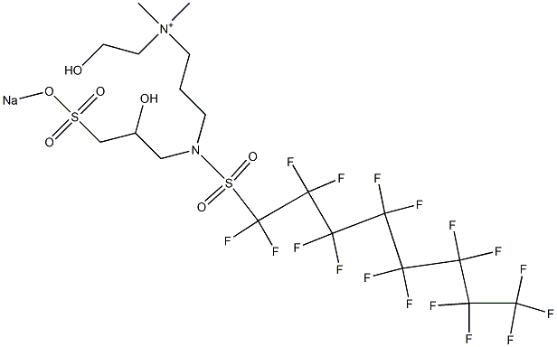 3-[[(Heptadecafluorooctyl)sulfonyl][2-hydroxy-3-[(sodiooxy)sulfonyl]propyl]amino]-N-(2-hydroxyethyl)-N,N-dimethyl-1-propanaminium 结构式