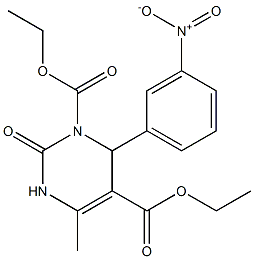 2-Oxo-4-(3-nitrophenyl)-6-methyl-1,2,3,4-tetrahydro-3,5-pyrimidinedicarboxylic acid diethyl ester Structure