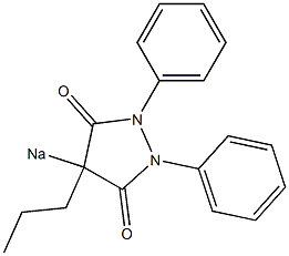 1,2-ジフェニル-4-プロピル-4-ソジオ-3,5-ピラゾリジンジオン 化学構造式