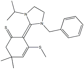 5,5-Dimethyl-2-[(1-benzyl-3-isopropyltetrahydro-1H-imidazol)-2-ylidene]-3-(methylthio)-3-cyclohexene-1-thione