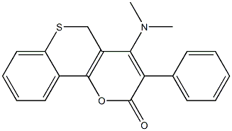 3-Phenyl-4-(dimethylamino)-2H,5H-[1]benzothiopyrano[4,3-b]pyran-2-one Struktur
