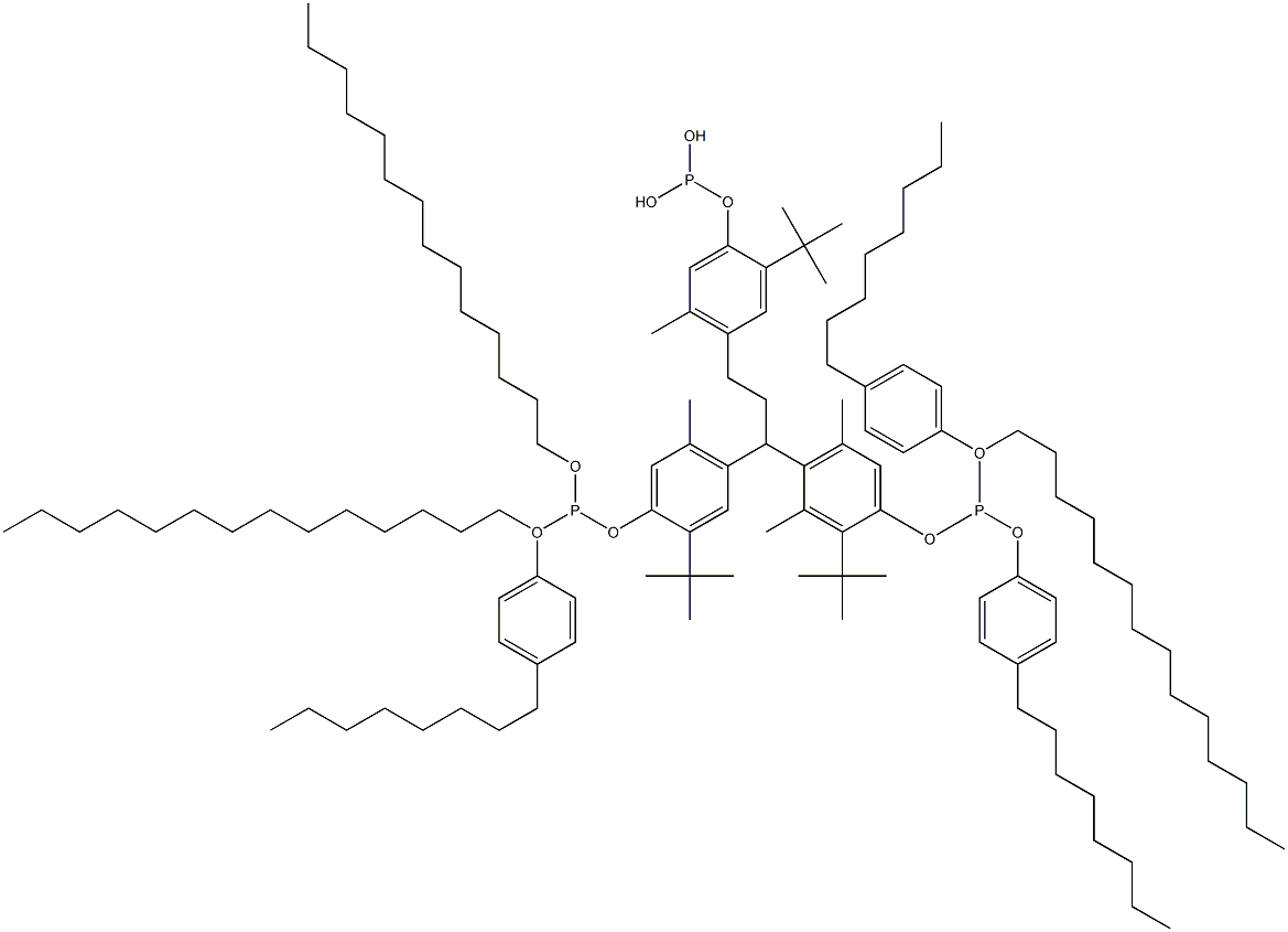 [3-Methyl-1,1,3-propanetriyltris(2-tert-butyl-5-methyl-4,1-phenyleneoxy)]tris(phosphonous acid)O,O',O''-tritetradecyl O,O',O''-tris(4-octylphenyl) ester