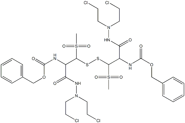 3,3'-Dithiobis[N',N'-bis(2-chloroethyl)-2-benzyloxycarbonylamino-3-methylsulfonylpropionic acid hydrazide] Struktur