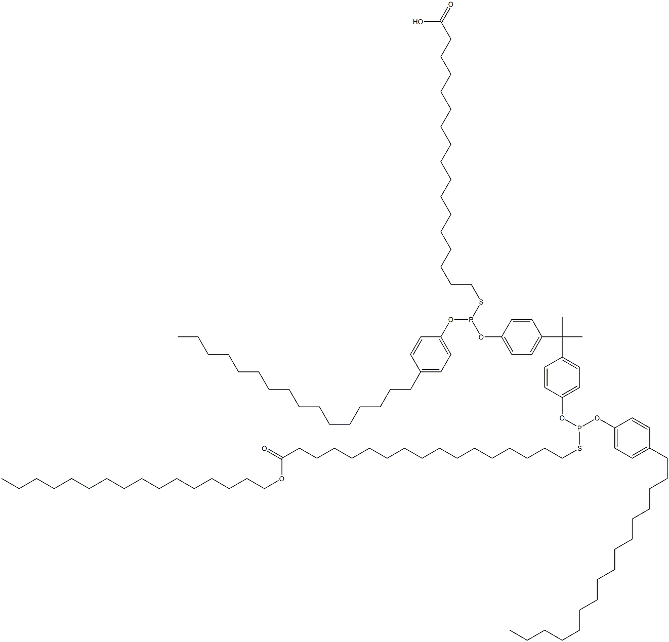 17,17'-[[Isopropylidenebis(4,1-phenyleneoxy)]bis[[(4-hexadecylphenyl)oxy]phosphinediylthio]]bis(heptadecanoic acid hexadecyl) ester