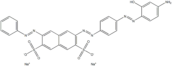 2-[[4-[(4-Amino-2-hydroxyphenyl)azo]phenyl]azo]-7-(phenylazo)-3,6-naphthalenedisulfonic acid disodium salt,,结构式