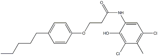 2-[3-(4-Pentylphenoxy)propanoylamino]-4,6-dichloro-5-methylphenol,,结构式