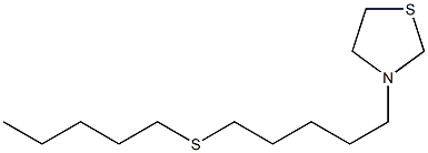 3-[5-(ペンチルチオ)ペンチル]チアゾリジン 化学構造式