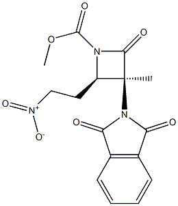 (3S,4R)-1-(Methoxycarbonyl)methyl-3-(1,3-dioxoisoindolin-2-yl)-4-(2-nitroethyl)azetidin-2-one Struktur