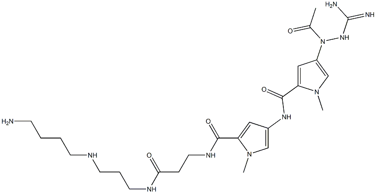 4-[[4-[(Amidinoamino)acetylamino]-1-methyl-1H-pyrrol-2-yl]carbonylamino]-N-[3-[[3-[(4-aminobutyl)amino]propyl]amino]-3-oxopropyl]-1-methyl-1H-pyrrole-2-carboxamide,,结构式
