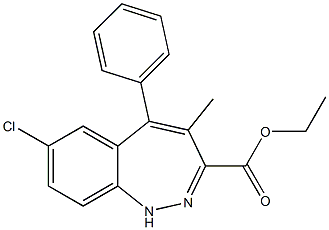 7-Chloro-5-phenyl-4-methyl-1H-1,2-benzodiazepine-3-carboxylic acid ethyl ester,,结构式