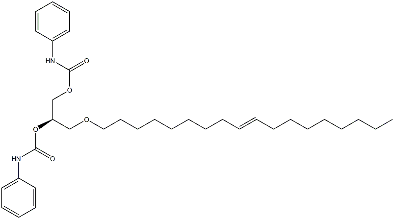 [R,(+)]-1-O,2-O-ビス(N-フェニルカルバモイル)-3-O-[(E)-9-オクタデセニル]-D-グリセロール 化学構造式