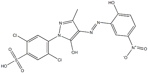 2,5-Dichloro-4-[5-hydroxy-4-(2-hydroxy-5-nitrophenylazo)-3-methyl-1H-pyrazol-1-yl]benzenesulfonic acid Structure