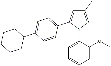 2-(p-Cyclohexylphenyl)-1-(o-methoxyphenyl)-4-methyl-1H-pyrrole,,结构式