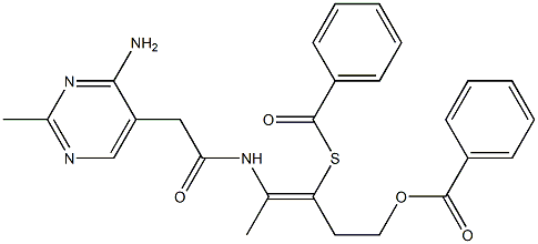 チオ安息香酸S-[2-[[(4-アミノ-2-メチルピリミジン-5-イル)アセチル]アミノ]-1-[2-(ベンゾイルオキシ)エチル]-1-プロペニル] 化学構造式