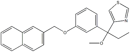 4-[3-(2-ナフチルメトキシ)-α-エチル-α-メトキシベンジル]チアゾール 化学構造式