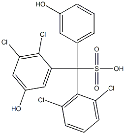 (2,6-ジクロロフェニル)(2,3-ジクロロ-5-ヒドロキシフェニル)(3-ヒドロキシフェニル)メタンスルホン酸 化学構造式