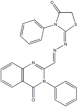 3-(Phenyl)-2-[2-[(2,3,4,5-tetrahydro-3-phenyl-4-oxothiazole)-2-ylidene]hydrazonomethyl]quinazoline-4(3H)-one,,结构式