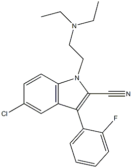 5-Chloro-1-[2-(diethylamino)ethyl]-3-(2-fluorophenyl)-1H-indole-2-carbonitrile Struktur