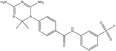 2,4-Diamino-6,6-dimethyl-5,6-dihydro-5-[4-[(3-fluorosulfonylphenyl)aminocarbonyl]phenyl]-1,3,5-triazine Structure