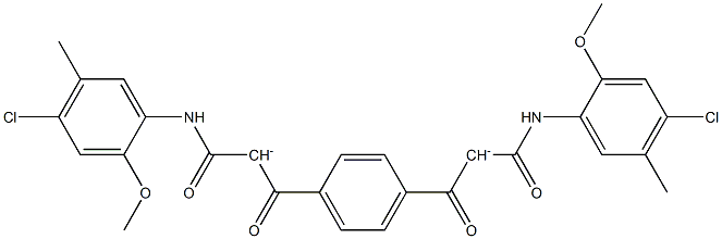 3,3'-(4,1-フェニレン)ビス[1,3-ジオキソ-1-[(4-クロロ-2-メトキシ-5-メチルフェニル)アミノ]プロパン-2-イド] 化学構造式