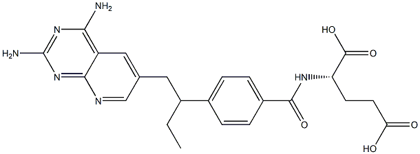 N-[4-[2-(2,4-Diaminopyrido[2,3-d]pyrimidin-6-yl)-1-ethylethyl]benzoyl]-L-glutamic acid Struktur