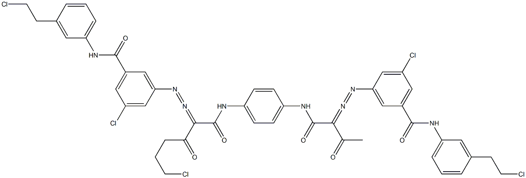 3,3'-[2-(2-Chloroethyl)-1,4-phenylenebis[iminocarbonyl(acetylmethylene)azo]]bis[N-[3-(2-chloroethyl)phenyl]-5-chlorobenzamide] Structure