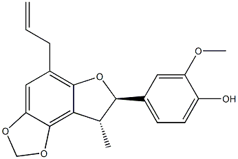 (7R,8R)-7,8-ジヒドロ-5-(2-プロペニル)-8-メチル-7-(4-ヒドロキシ-3-メトキシフェニル)フロ[3,2-e]-1,3-ベンゾジオキソール 化学構造式