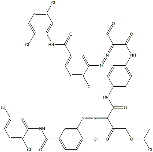 3,3'-[2-[(1-Chloroethyl)oxy]-1,4-phenylenebis[iminocarbonyl(acetylmethylene)azo]]bis[N-(2,5-dichlorophenyl)-4-chlorobenzamide],,结构式