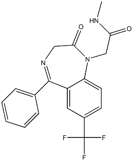 2,3-Dihydro-2-oxo-7-trifluoromethyl-5-phenyl-N-methyl-1H-1,4-benzodiazepine-1-acetamide Struktur