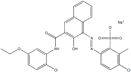 3-Chloro-2-methyl-6-[[3-[[(2-chloro-5-ethoxyphenyl)amino]carbonyl]-2-hydroxy-1-naphtyl]azo]benzenesulfonic acid sodium salt,,结构式