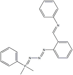 1-[2-(フェニルイミノメチル)フェニル]-3-[ジメチルフェニルホスホラニリデン]トリアゼン 化学構造式