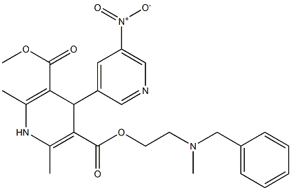 4-(5-ニトロピリジン-3-イル)-1,4-ジヒドロ-2,6-ジメチルピリジン-3,5-ジカルボン酸3-メチル5-[2-(N-メチル-N-ベンジルアミノ)エチル] 化学構造式