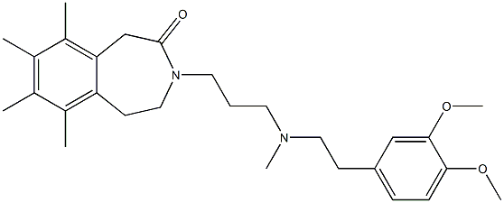 4,5-Dihydro-6,7,8,9-tetramethyl-3-[3-[N-methyl-2-(3,4-dimethoxyphenyl)ethylamino]propyl]-1H-3-benzazepin-2(3H)-one Struktur
