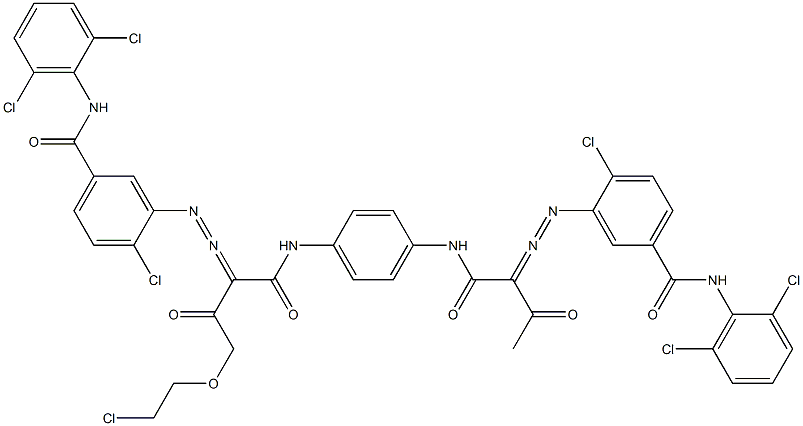 3,3'-[2-[(2-Chloroethyl)oxy]-1,4-phenylenebis[iminocarbonyl(acetylmethylene)azo]]bis[N-(2,6-dichlorophenyl)-4-chlorobenzamide],,结构式