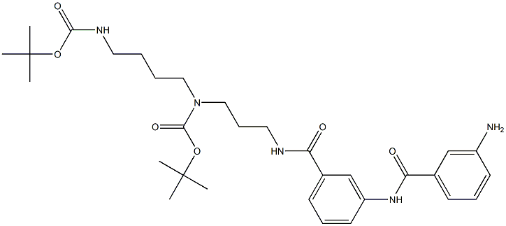 3-[[3-Aminobenzoyl]amino]-N-[3-[(tert-butoxycarbonyl)[4-(tert-butoxycarbonylamino)butyl]amino]propyl]benzamide 结构式