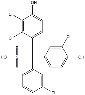 (3-クロロフェニル)(3-クロロ-4-ヒドロキシフェニル)(2,3-ジクロロ-4-ヒドロキシフェニル)メタンスルホン酸 化学構造式