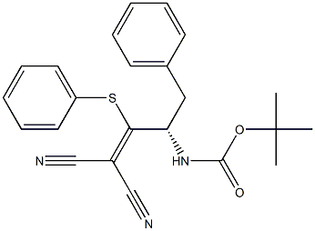 [(S)-3-Phenyl-2-[(tert-butoxycarbonyl)amino]-1-(phenylthio)propylidene]malononitrile Struktur