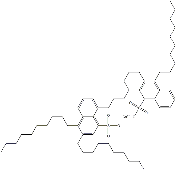 ビス(3,4-ジデシル-1-ナフタレンスルホン酸)カルシウム 化学構造式