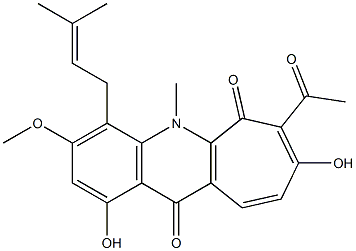  7-Acetyl-1,8-dihydroxy-3-methoxy-5-methyl-4-(3-methyl-2-butenyl)-5H-cyclohepta[b]quinoline-6,11-dione