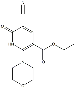2-オキソ-3-シアノ-6-モルホリノ-1,2-ジヒドロピリジン-5-カルボン酸エチル 化学構造式