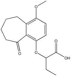 2-[(1-メトキシ-5-オキソ-6,7,8,9-テトラヒドロ-5H-ベンゾシクロヘプテン)-4-イルオキシ]酪酸 化学構造式