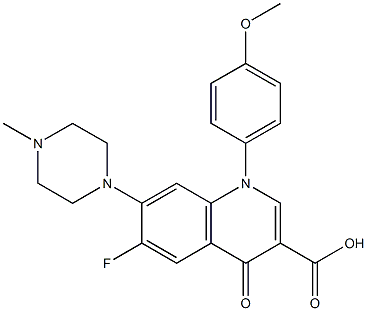 1,4-Dihydro-6-fluoro-7-(4-methylpiperazine-1-yl)-1-(4-methoxyphenyl)-4-oxoquinoline-3-carboxylic acid,,结构式