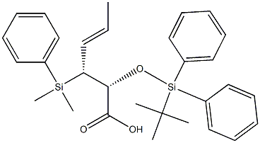 (2R,3R,4E)-2-[[Diphenyl(tert-butyl)silyl]oxy]-3-[dimethyl(phenyl)silyl]-4-hexenoic acid Struktur