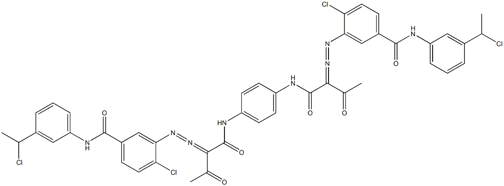3,3'-[1,4-Phenylenebis[iminocarbonyl(acetylmethylene)azo]]bis[N-[3-(1-chloroethyl)phenyl]-4-chlorobenzamide],,结构式