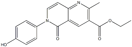 6-(4-ヒドロキシフェニル)-2-メチル-5-オキソ-5,6-ジヒドロ-1,6-ナフチリジン-3-カルボン酸エチル 化学構造式