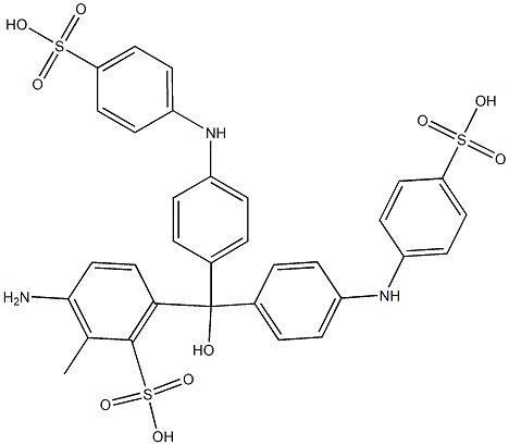 6-[Bis[4-(4-sulfophenylamino)phenyl]hydroxymethyl]-3-amino-2-methylbenzenesulfonic acid,,结构式