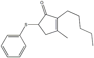 2-Pentyl-3-methyl-5-(phenylthio)-2-cyclopenten-1-one Struktur