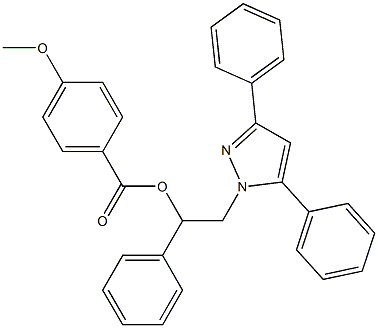 4-メトキシ安息香酸[1-フェニル-2-(3,5-ジフェニル-1H-ピラゾール-1-イル)エチル] 化学構造式