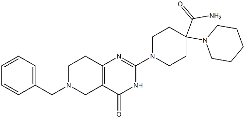1-[(6-ベンジル-3,4,5,6,7,8-ヘキサヒドロ-4-オキソピリド[4,3-d]ピリミジン)-2-イル]-4-ピペリジノピペリジン-4-カルボアミド 化学構造式